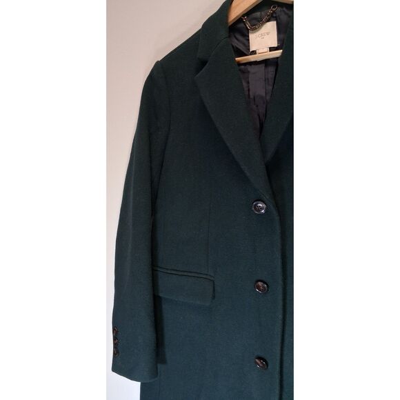 j.crew womens size 4 small long dark green teal wool long coat - Picture 5 of 10